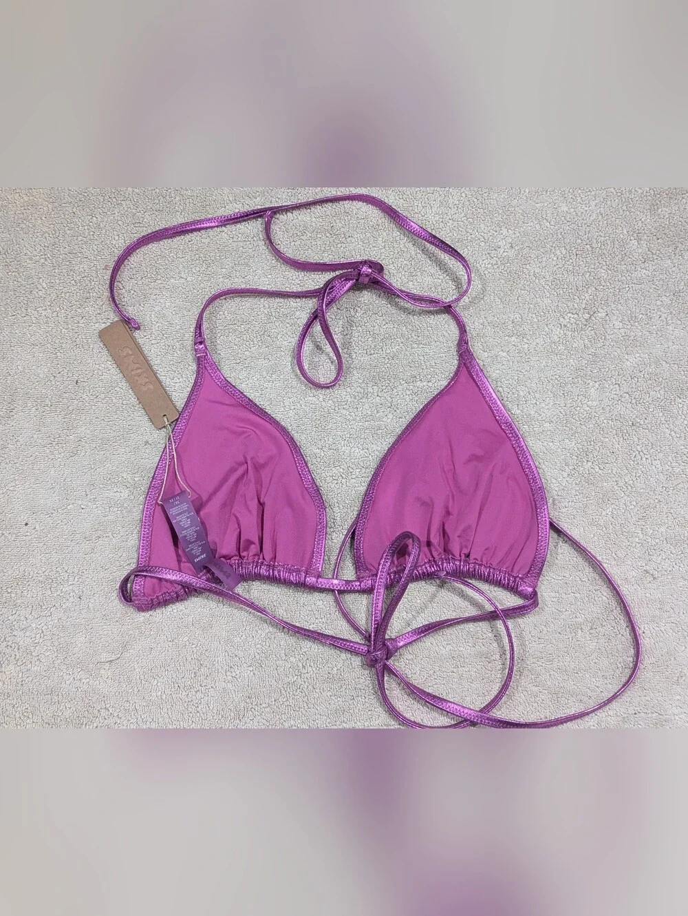 $40 SKIMS NWT - Size 3X - Metallic Swim Triangle Top - Dragon Fruit Pink